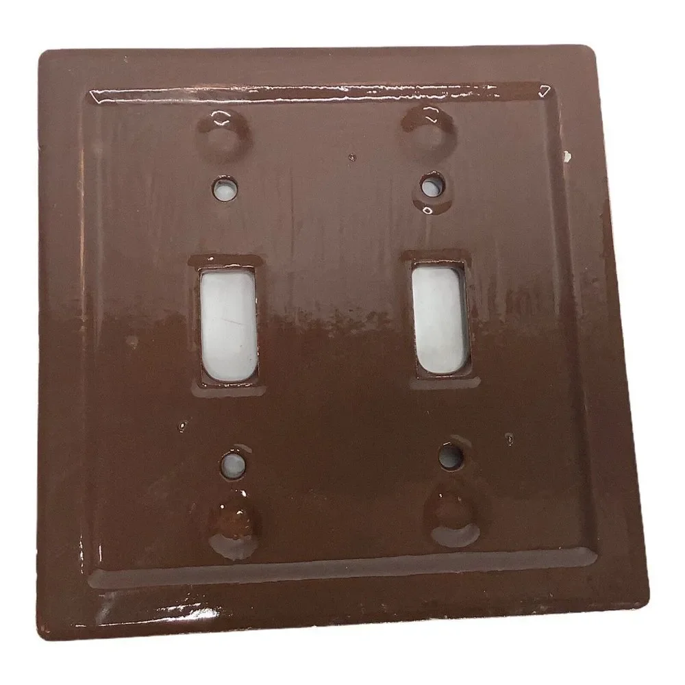 Cross Religious Ceramic‎ Two Toggle Switch Plate Outlet Cover Brown Yellow 5